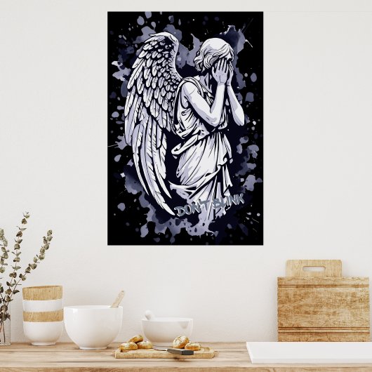 Skulptur eines weinenden Engels - mit Splashes 1 Poster (Küche)