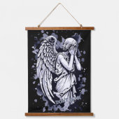 Skulptur eines weinenden Engels - mit Splashes 1 Wandteppich Mit Holzrahmen (Vorderseite)