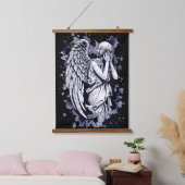 Skulptur eines weinenden Engels - mit Splashes 1 Wandteppich Mit Holzrahmen (Schlafzimmer)