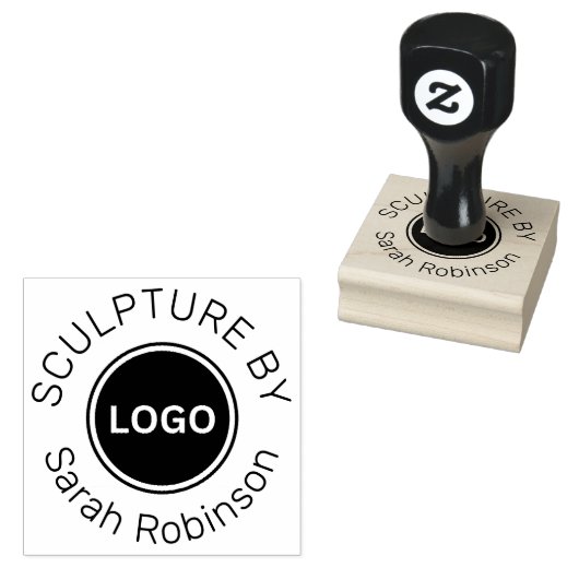 Skulptur mit eigenem Künstlernamen und Logo Gummistempel (Stempel)