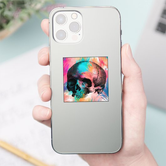 Skulptur mit farbenprächtigem Hintergrund Aufkleber (Telefon)