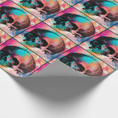 Skulptur mit farbenprächtigem Hintergrund Geschenkpapier (Ecke)