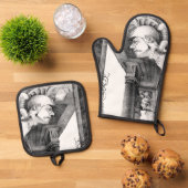 Skulptur Schloss Stift Kunst, Dichtung und Musik Ofenhandschuh & Topflappen-Set (Oben Unten)