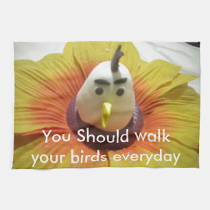 Skulptur Vogel in Sonnenblumen-Kunstprint Geschirrtuch
