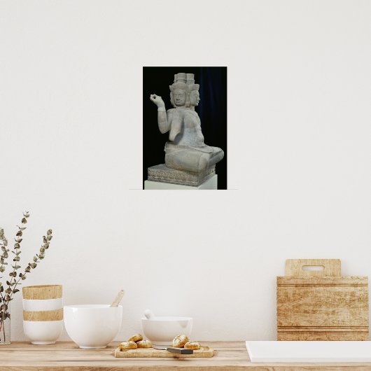 Skulptur von Brahma mit vier Gesichtern Poster (Küche)