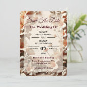 Skulpturale Florale Neutrale Hochzeit Save The Dat Date (Stehend Vorderseite)