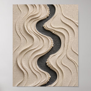 Skulpturale Sandwellen-Kunst mit Pearl River Poste Poster