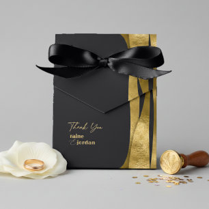 Skulpturale Wellen Hochzeit Matt Schwarz Gold ID13 Geschenkschachtel