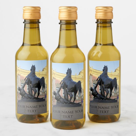 Skulpturen der Anichkov-Brücke in St. Petersburg Weinetikett (Flaschen)