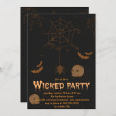 Skulpturen Fledermäuse und Spinnen Halloween-Party Einladung (Vorne/Hinten)