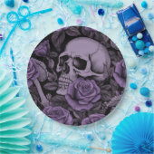 Skulpturen in Bloom: Lila Rose Muster, Goth Lovers Pappteller (Party)