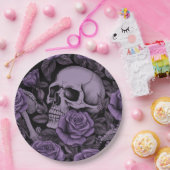 Skulpturen in Bloom: Lila Rose Muster, Goth Lovers Pappteller (Party)