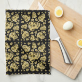 Skulpturen mit Bat Raven und Geistertattoos Geschirrtuch (Viertel Falte)