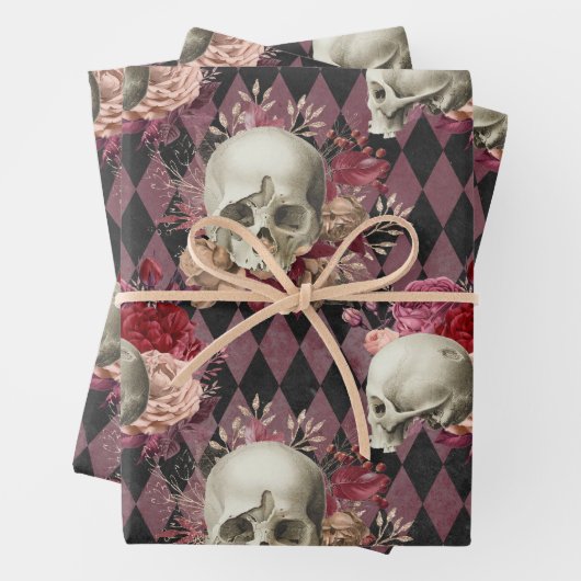 Skulpturen mit Rose und rosa Lila geprüft Geschenkpapier Set (Beispiel)