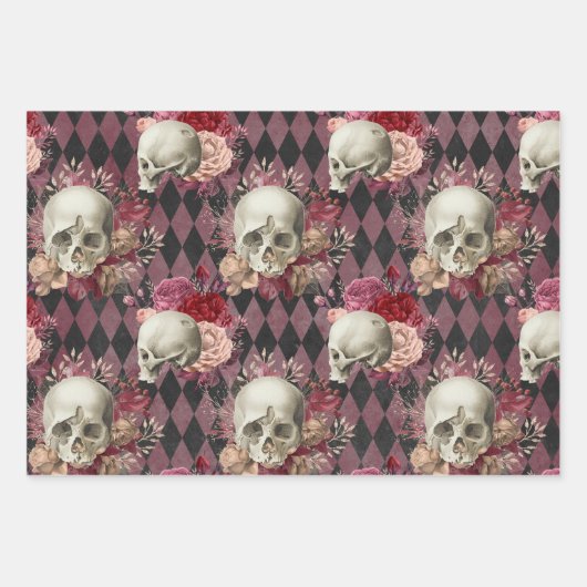 Skulpturen mit Rose und rosa Lila geprüft Geschenkpapier Set (Vorderseite)