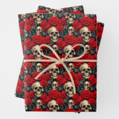 Skulpturen mit roten und schwarzen Rose Goth Valen Geschenkpapier Set (Beispiel)