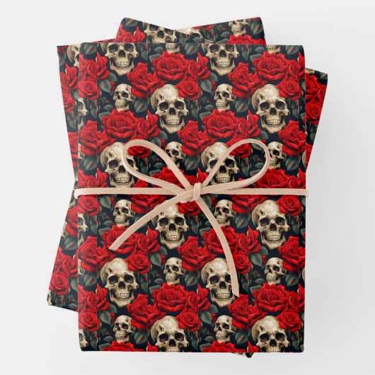 Skulpturen mit roten und schwarzen Rose Goth Valen Geschenkpapier Set (Beispiel)