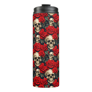 Skulpturen mit roten und schwarzen Rose Thermosbecher