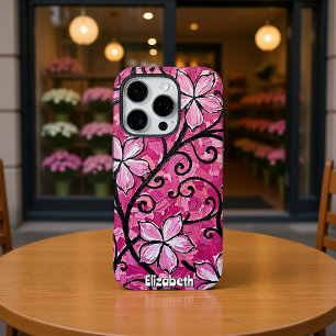 Skulpturen Rosa Blume auf Schwarzen Bildlauf iPhone 16 Pro Hülle