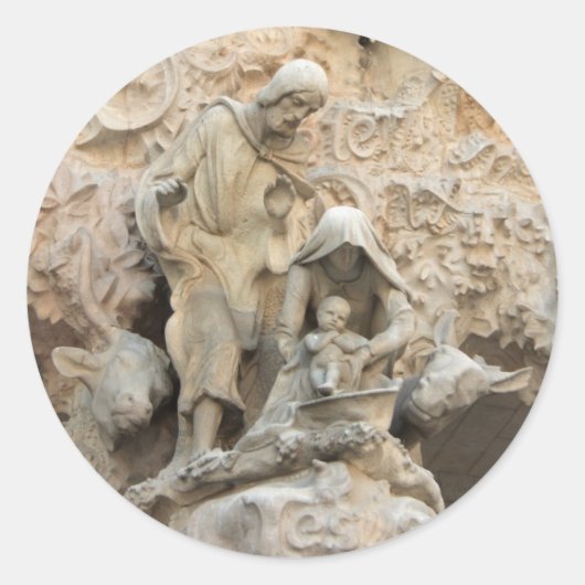 Skulpturen Sagrada Familia Runder Aufkleber (Vorderseite)