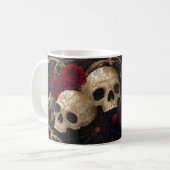 Skulpturen und rote Rosen Design Kaffeetasse (Vorderseite Links)