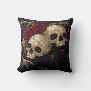 Skulpturen und rote Rosen Design Kissen