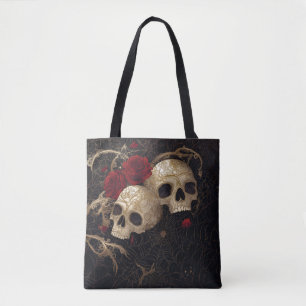 Skulpturen und rote Rosen Design Tasche