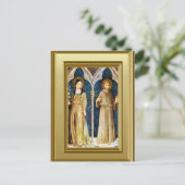 Skulpturen von St. Clare und St. Francis Assisi Postkarte (Stehend Vorderseite)