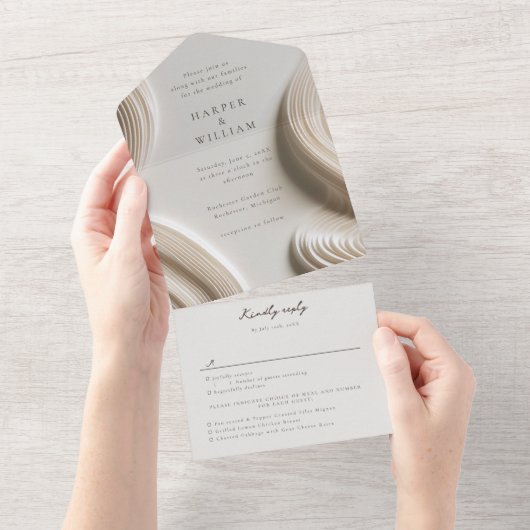 Skulpturenfluss in einer Hochzeitsreise All In One Einladung (Abreißen)