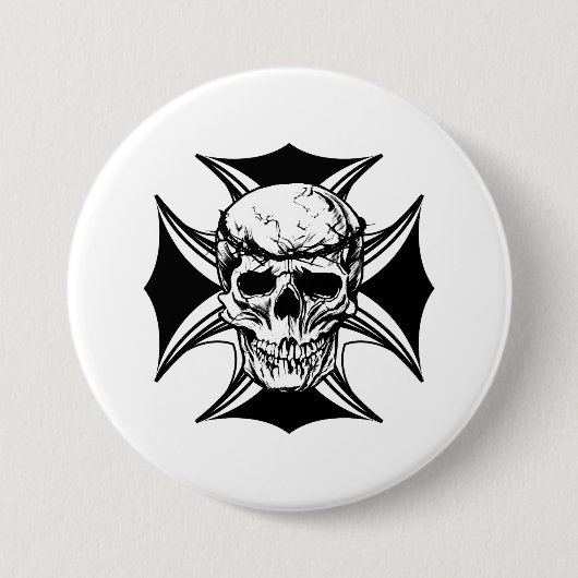 Skulpturenkralle Cross Goth Biker Art Button (Vorderseite)