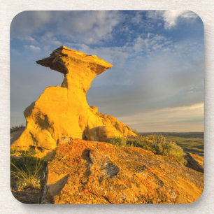 Skulpturierte Badlands-Formation in Short Grass Untersetzer
