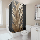 Skulpturierte Blätter aus Metallbanane Blk-Shower  Duschvorhang (Beispiel)