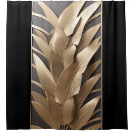 Skulpturierte Blätter aus Metallbanane Blk-Shower  Duschvorhang