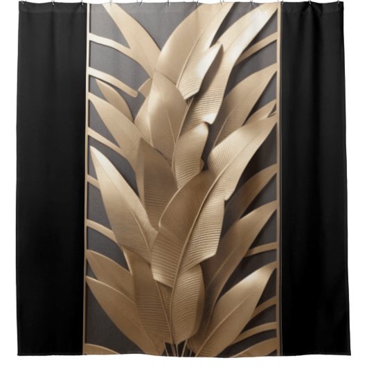 Skulpturierte Blätter aus Metallbanane Blk-Shower  Duschvorhang (Vorderseite)