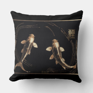 Skulpturierte Kupfer Metal Koi Swirl Kissen