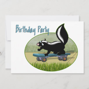 Skunk auf einem Skateboard zum Geburtstag Einladung