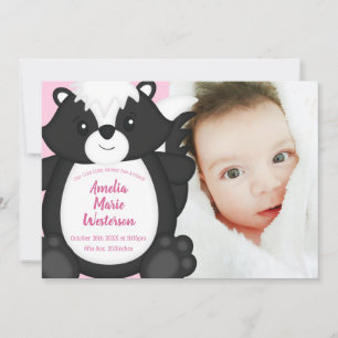 Skunk Baby Dusche Pink Einladung