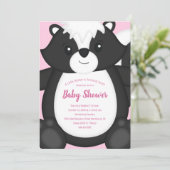 Skunk Baby Dusche Pink Einladung (Stehend Vorderseite)