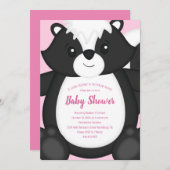 Skunk Baby Dusche Pink Einladung (Vorne/Hinten)