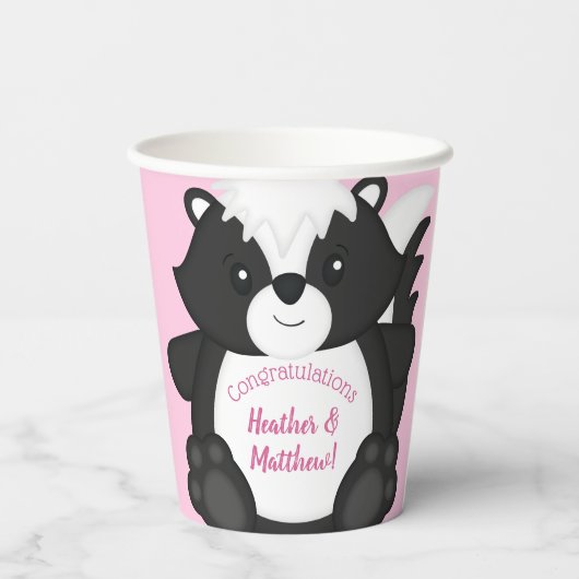 Skunk Baby Dusche Pink Pappbecher (Rückseite)