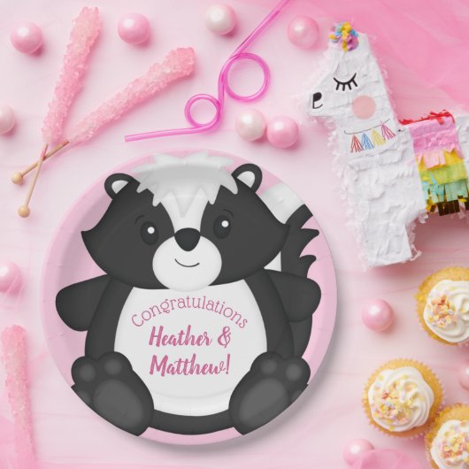 Skunk Baby Dusche Pink Pappteller (Party)