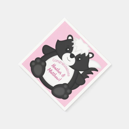 Skunk Baby Dusche Pink Serviette (Ecke)