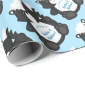 Skunk Baby Shower Blue Geschenkpapier (Rolleneckpunkt)
