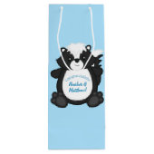 Skunk Baby Shower Blue Geschenktüte Für Weinflaschen (Rückseite)