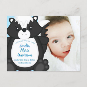 Skunk Baby Shower Blue Postkarte