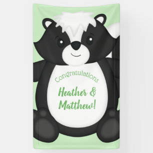 Skunk Baby Shower Green Banner