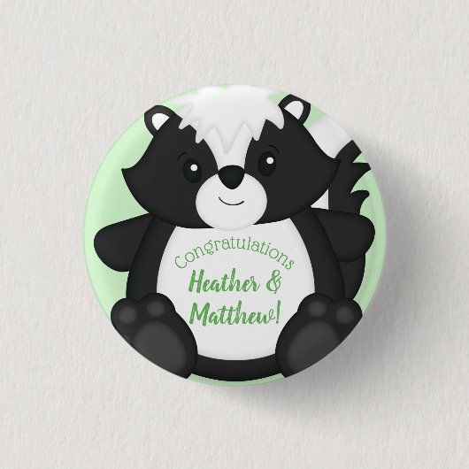 Skunk Baby Shower Green Button (Vorderseite)