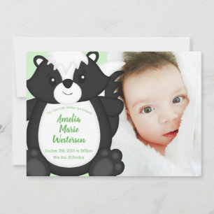 Skunk Baby Shower Green Einladung