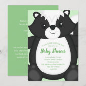 Skunk Baby Shower Green Einladung (Vorne/Hinten)