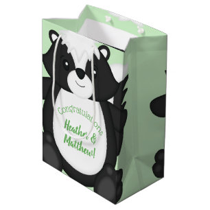 Skunk Baby Shower Green Mittlere Geschenktüte